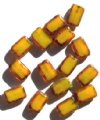 15 12mm Translucent Yellow w/ Speckled Edges Rectangle Window Beads